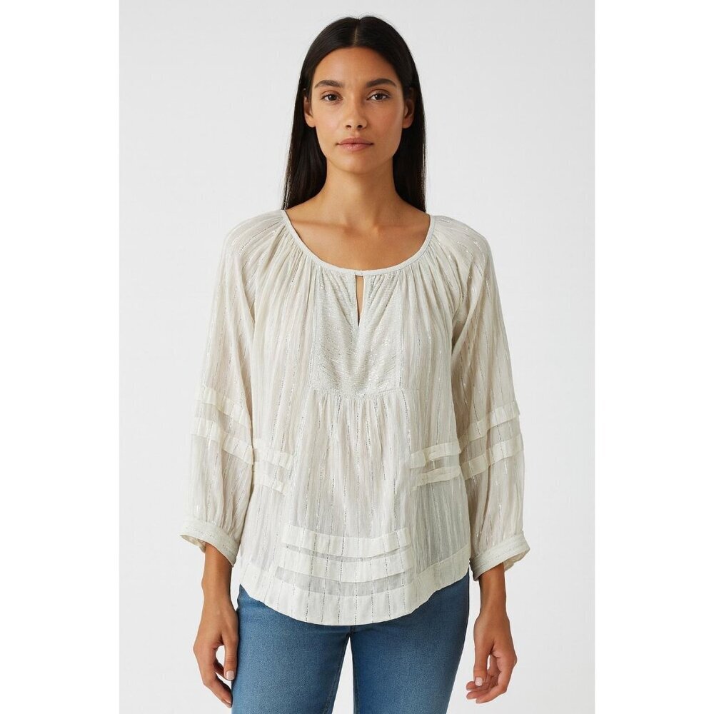 Rebecca Taylor White Sheer Long Sleeve Peasant Blouse Womens Size S